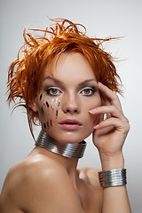 Image showing Studio fashion portrait of young futuristic woman