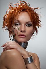 Image showing Studio fashion portrait cyber woman