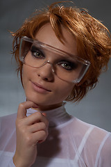 Image showing Close-up portrait of nice woman scientist