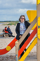 Image showing Woman relaxing in dune