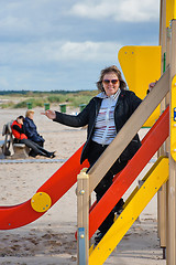 Image showing Woman relaxing in dune