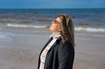 Image showing Portrait of woman at the sea