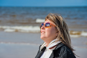 Image showing Portrait of woman at the sea