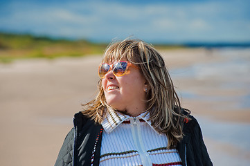 Image showing Portrait of woman at the sea