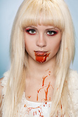 Image showing Close-up portrait of vampire girl