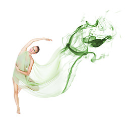 Image showing Dance in motion with  flying fabric