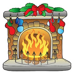 Image showing Christmas cartoon fireplace