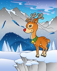 Image showing Winter landscape with reindeer 1