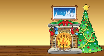 Image showing Christmas card with fireplace 1