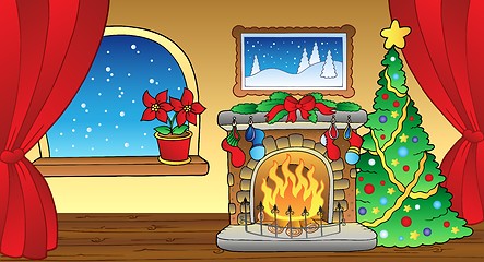 Image showing Christmas card with fireplace 2