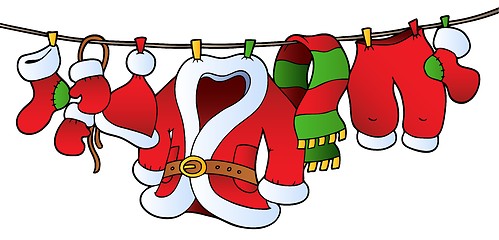 Image showing Christmas costume on clothesline