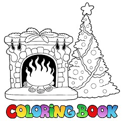 Image showing Coloring book with fireplace