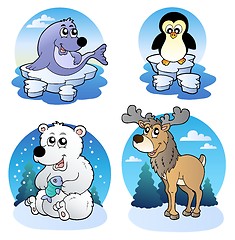 Image showing Various cute winter animals