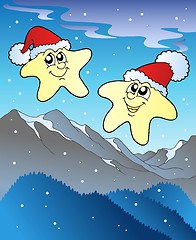 Image showing Christmas stars with hats