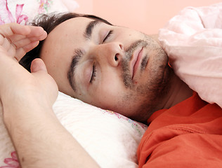 Image showing Portrait of a young man sleeping.