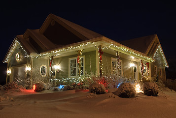 Image showing Christmas House with lights