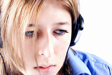 Image showing Young girl in headphones   