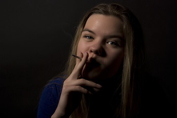 Image showing smoking girl