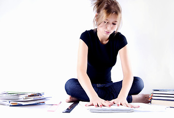 Image showing girl spending time in studying 