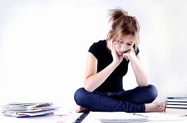 Image showing girl spending time in studying 