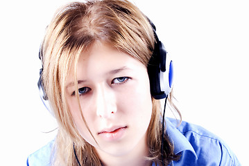 Image showing Young girl in headphones   