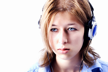 Image showing Young girl in headphones   