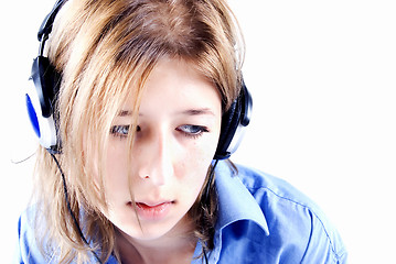 Image showing Young girl in headphones  