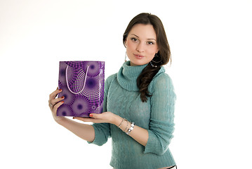 Image showing Young girl with shopping bag