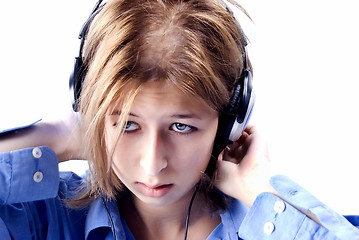 Image showing Young girl  in headphones 