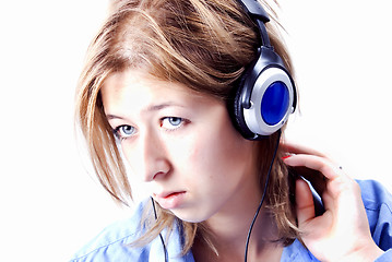 Image showing Young girl in headphones  