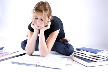 Image showing girl spending time in studying 