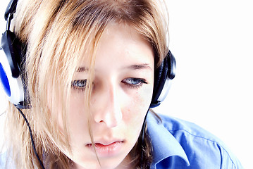 Image showing Young girl in headphones