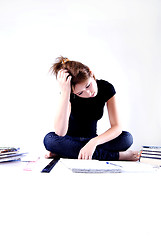 Image showing girl spending time in studying 