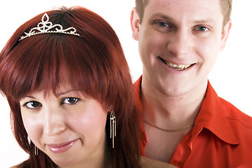 Image showing Young couple in red 