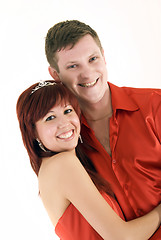 Image showing Young couple in red