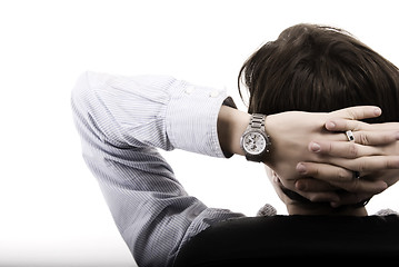 Image showing Man resting in the arm-chair