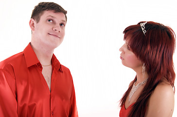 Image showing Young couple in red
