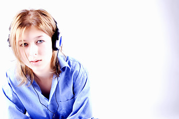 Image showing Young girl in headphones   