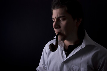 Image showing man smoking pipe