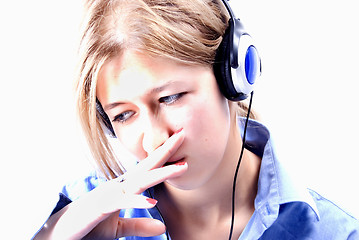 Image showing Young girl in headphones  