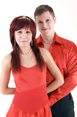 Image showing Young couple in red