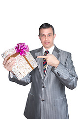 Image showing The man gives a gift