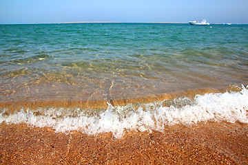Image showing sea waves and gold sand beach