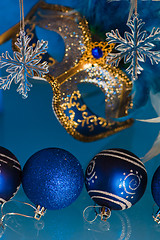 Image showing  New Year's and Christmas ornaments and a carnival a mask