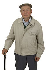 Image showing Senior with walking stick