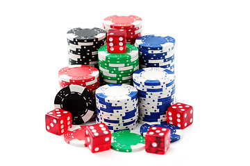 Image showing poker chips and dices