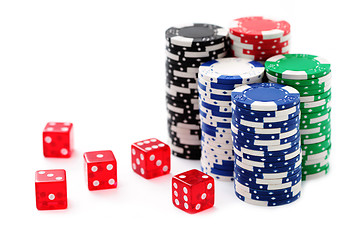 Image showing poker chips and dices