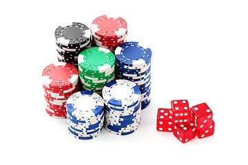 Image showing poker chips and dices