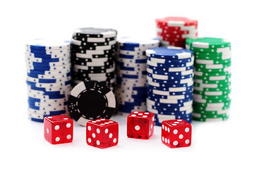 Image showing poker chips and dices