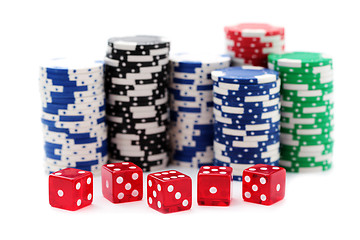 Image showing poker chips and dices